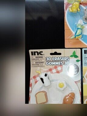 INC International Concepts Breakfast 3D Eraser Set - White, Brown, Yellow